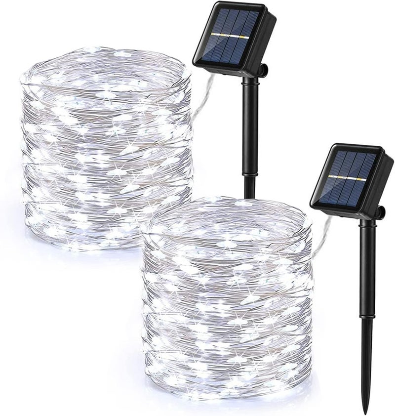 BRIZLER Outdoor Solar Fairy Lights 2 Pack, Total 132FT 400 LED Solar String Lights, 8 Modes Solar Christmas Lights with Memory Waterproof Outside Twinkle Lights for Indoor Wedding Party Cool White - Image 1